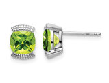 1.75 Carat (ctw) Natural Peridot Solitaire Stud Earrings in 14K White Gold